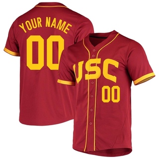 Custom Replica Men's USC Trojans Cardinal Vapor Untouchable Full-Button Baseball Jersey