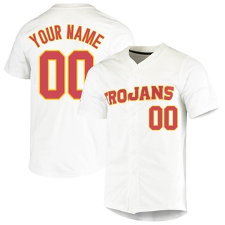 Custom Replica White Youth USC Trojans Vapor Untouchable Full-Button Baseball Jersey