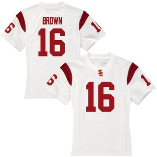 Prophet Brown Replica White Women's USC Trojans Football Jersey